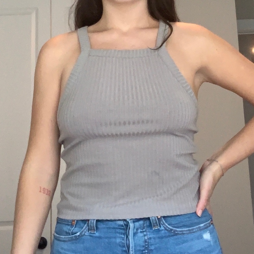 Taupe Ribbed Crop Top